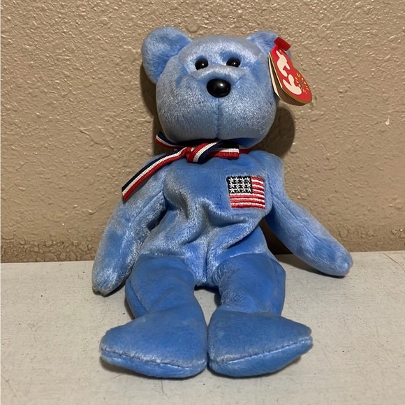 Vintage Ty Beanie Babies America The Blue Bear Plush 2001 In Memory Of 9/11 - Picture 1 of 4